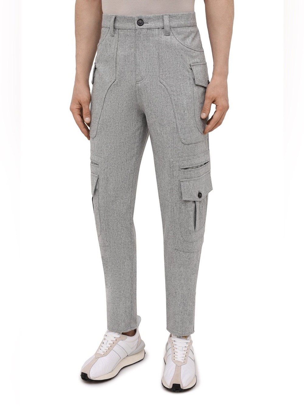 $2,095 NWT Brunello Cucinelli Fall/Winter Grey Virgin Wool Cargo Pants Sz IT 50
